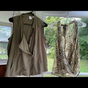 New York and Company Blouse and Vest Combo -UNWORN